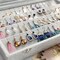 Velvet Earring Organizer with Clear Glass Lid – 32-Pair Stud & Earring Storage Tray, Jewelry Showcase Display Case for Women & Girls (Ice Velvet)
